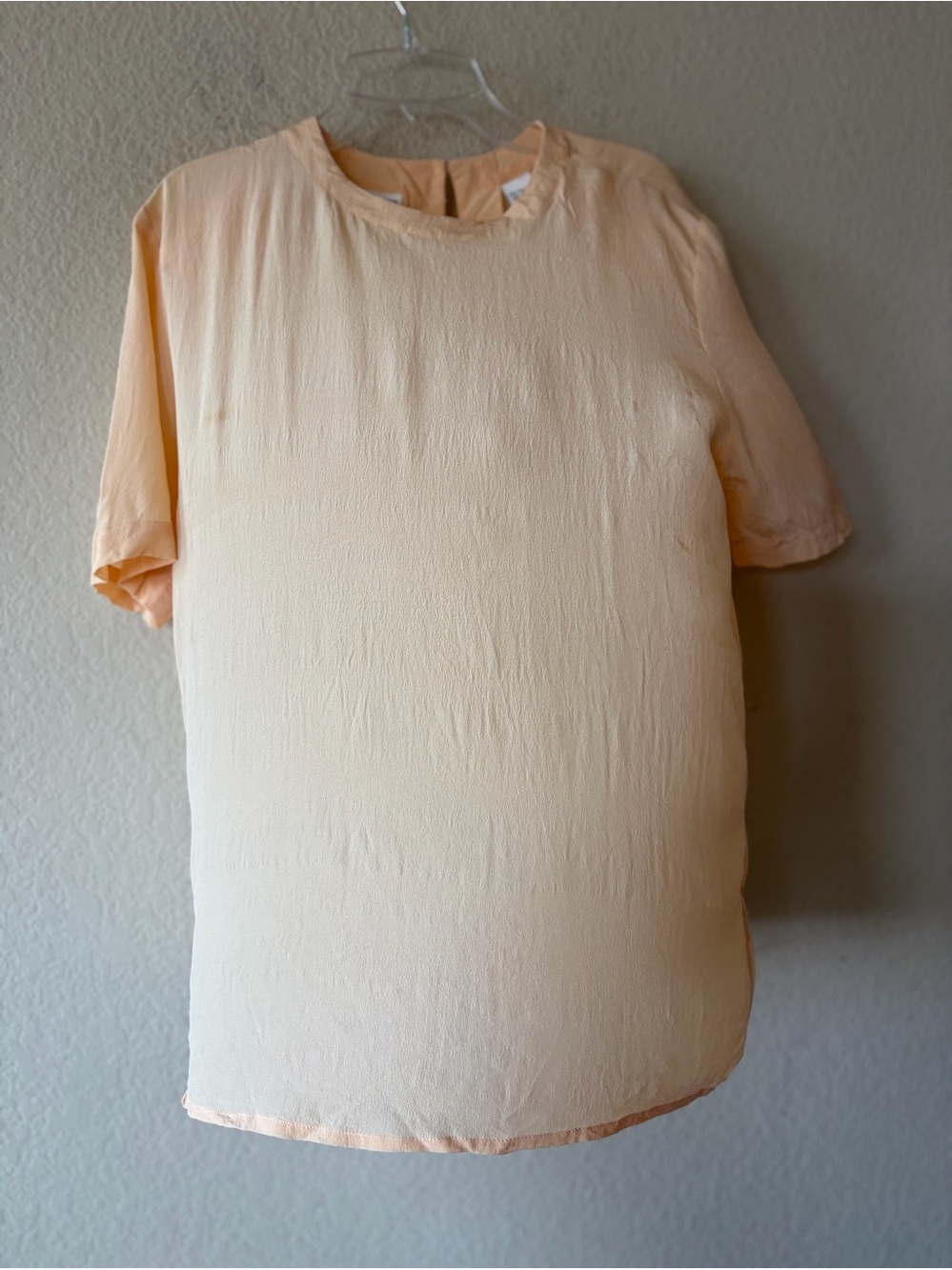 Christie & Jill vintage 100% silk short-sleeve shell blouse Apricot Size L